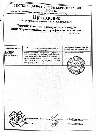 ПРИЛОЖЕНИЕ К СЕРТИФИКАТУ СООТВЕТСТВИЯ № RU.32468.04ЛЕГО.О10.1675