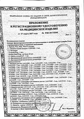 ПРИЛОЖЕНИЕ К РЕГИСТРАЦИОННОМУ УДОСТОВЕРЕНИЮ НА МЕДИЦИНСКОЕ ИЗДЕЛИЕ